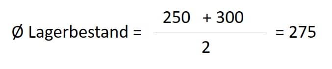 Die Formel mit Anfangsbestand und einem Endbestand Beispiel