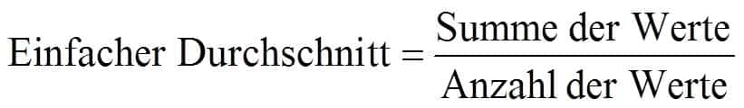 Mittelwert berechnen Formel für den einfachen Durchschnitt