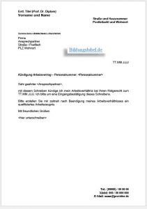 Kündigung vom Arbeitsvertrag Vorlage, Muster, Word & PDF kostenlos