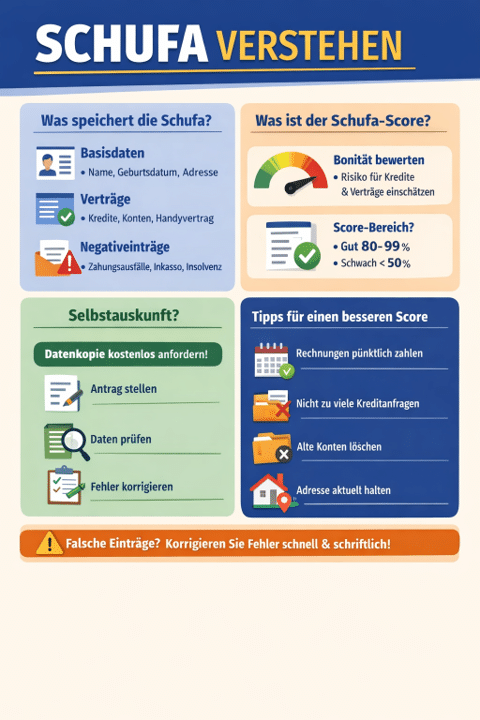 Schufa verstehen, Score, Klausel, Selbstauskunft & Daten
