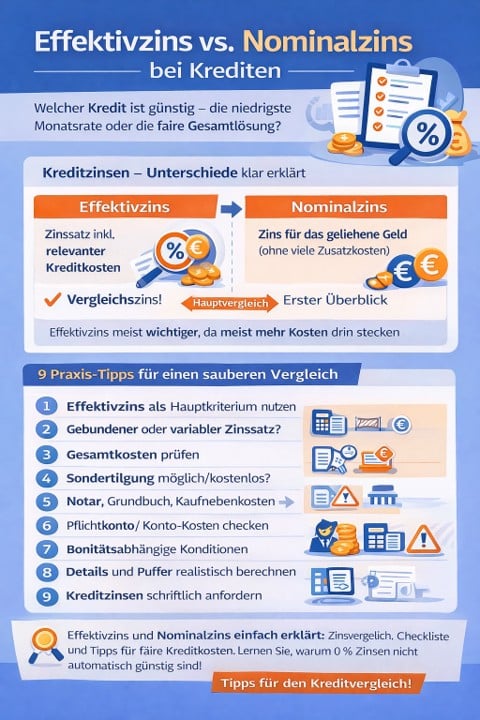 Effektivzins und Nominalzins Unterschied bei Kreditzinsen