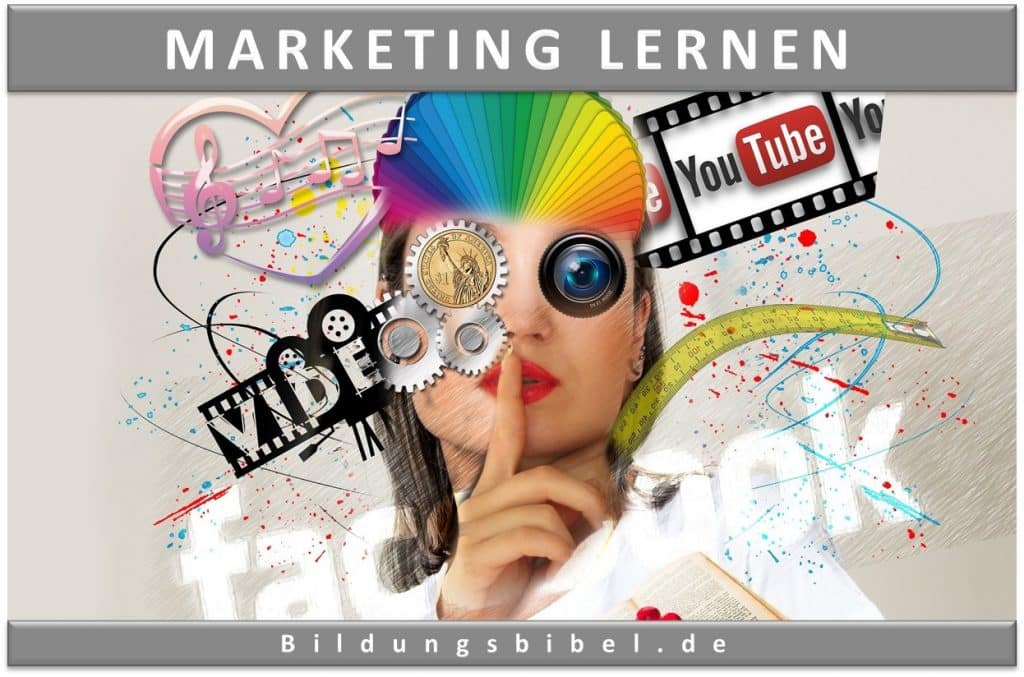Marketing lernen sowie dem Online Marketing und auch dem SEO, 18 Bereiche zu Werbung, SWOT, Instrumente, Techniken und Methoden.