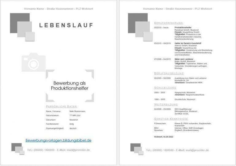 Bewerbung Als Produktionshelfer Ohne Stellenangebot Muster Bewerbung als Produktionshelfer, Helfer, Word & PDF, Lebenslauf Vorlage