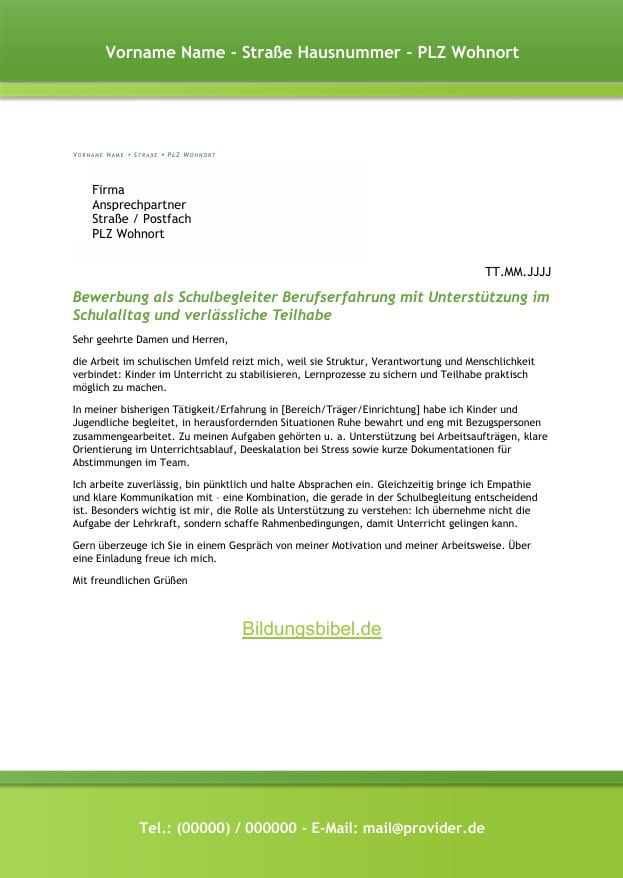 Bewerbung als Schulbegleiter, Anschreiben, Stärken, Gehalt & vieles mehr