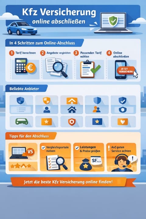Kfz Versicherung online abschließen: Anbieter, Vergleich und Checkliste (2026)
